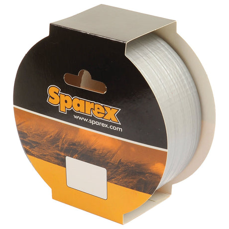 A product image showcasing a roll of Silver Heavy Duty Repair and Protection Tape, measuring 75mm in width and 25m in length, with a circular cardboard holder labeled "Sparex." The holder features a black and orange design with the branded website link, serving as an alternative to: 13566.