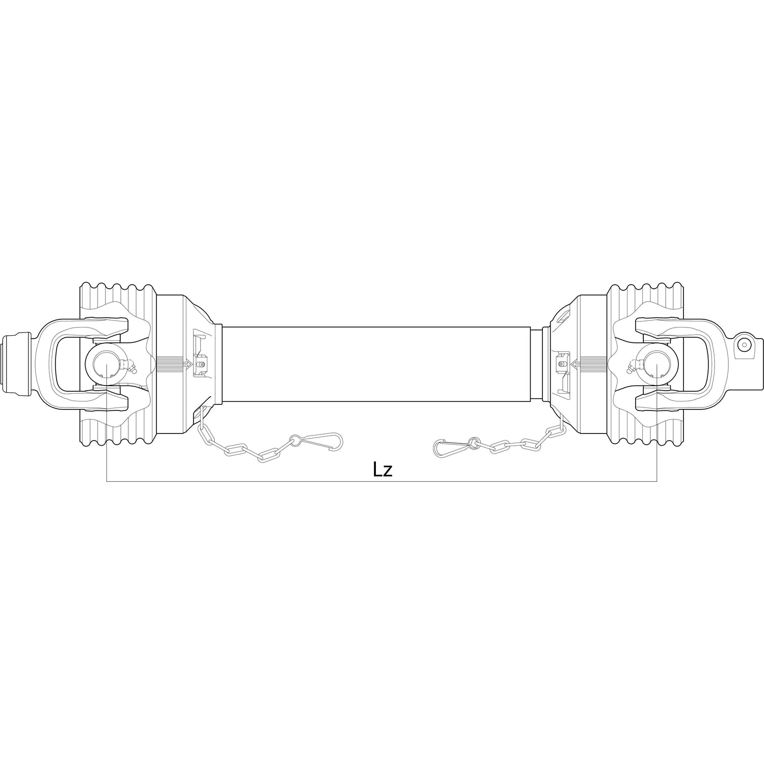 PTO Shaft - (Lz) Length: 1210mm, 1 3/8'' x 6 Spline Q.R. to 1 3/8'' x 6 Spline Q.R.
 - S.118010 - Farming Parts