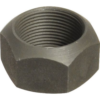 A close-up image of a hexagonal metallic nut with internal threading, specifically the Loader Tine Nut M27 (Sparex Part No. S.118161) from the Sparex brand, used for fastening purposes in various mechanical and construction applications.