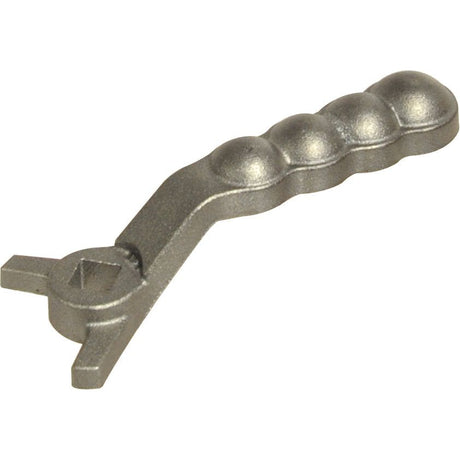 A metallic tool with a textured handle, featuring a four-pronged clamping mechanism at one end, similar in quality to the Directional Flow Handle by Sparex, fitting as 4010801043 (Sparex Part No. S.118181).