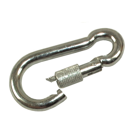 A silver metallic carabiner, the Snap Hook & Safety Lock (Hook Ø9mm x 90mm), featuring the Sparex safety lock mechanism.