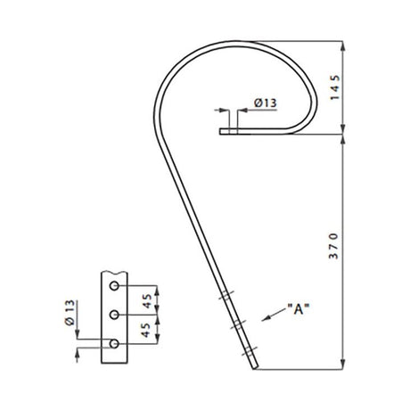 Tine 45 x 10mm - 3 Hole
 - S.119484 - Farming Parts