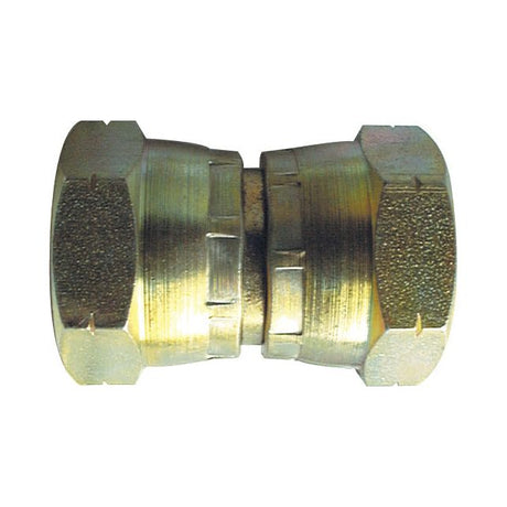 The Sparex Hydraulic Adaptor M12x1.50 Metric Swivel Female x M12x1.50 Metric Swivel Female | Sparex Part No.S.12019, made by Sparex, features hexagonal ends for connecting two sections of pipe and ensures a secure and reliable connection in hydraulic systems.