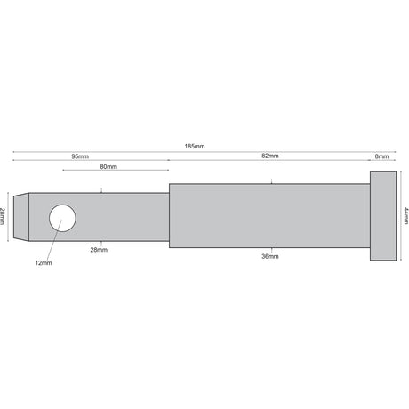 Lower link implement pin dual 28 - 36x185mm, Thread size  xmm Thread size 2/3
 - S.12022 - Farming Parts