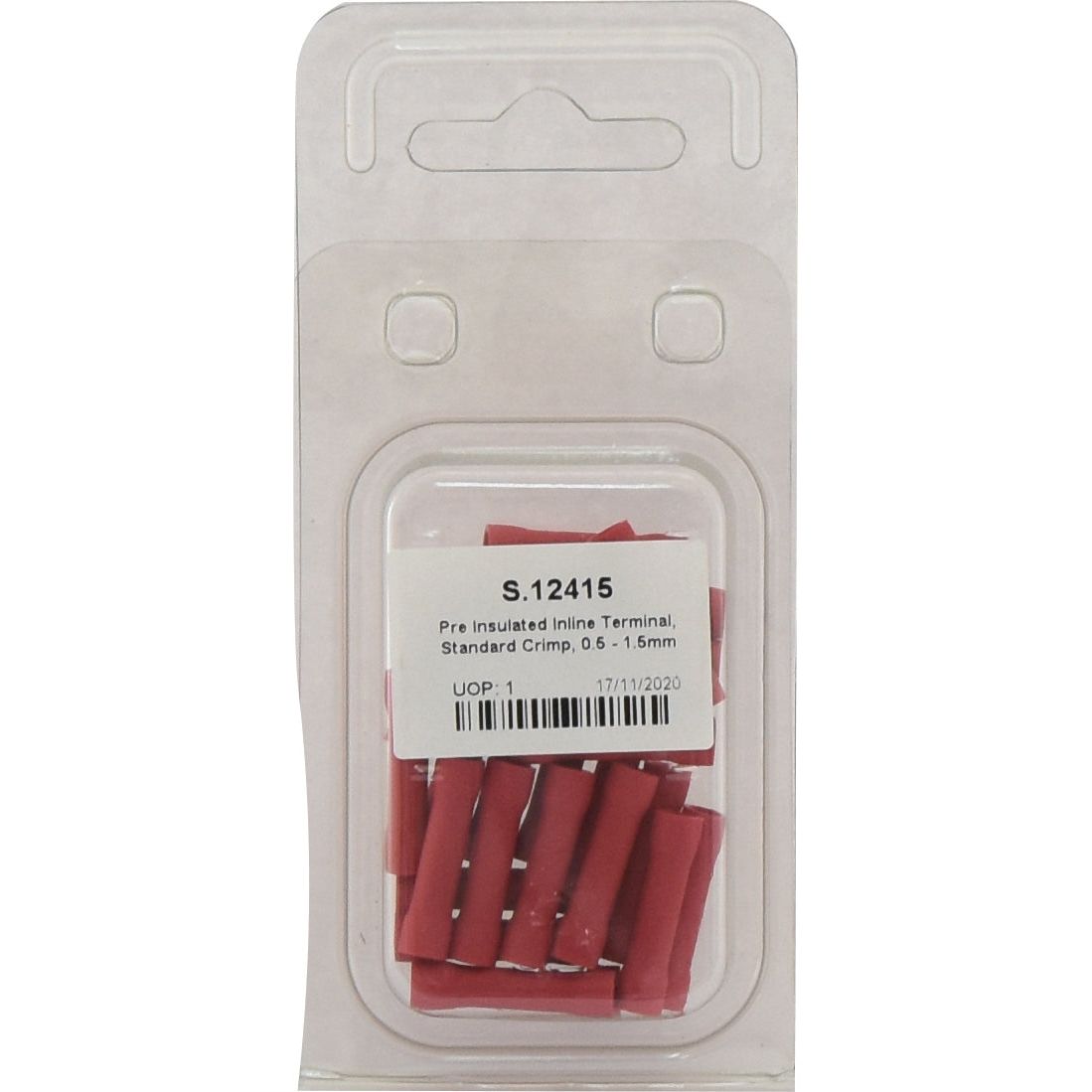 Pre Insulated Inline Terminal, Standard Grip, 4.0mm, Red (0.5 - 1.5mm) (Agripak 25 pcs.)
 - S.12415 - Farming Parts