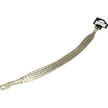 The Sparex Battery Strap, Earth/Negative (Bolt) Length: 500mm | Sparex Part No. S.127426, made from high-quality braided tinned copper wire with terminal connectors on both ends, is ideal for electrical grounding applications and functions seamlessly as a metallic braided grounding strap for efficient earth/negative connections.