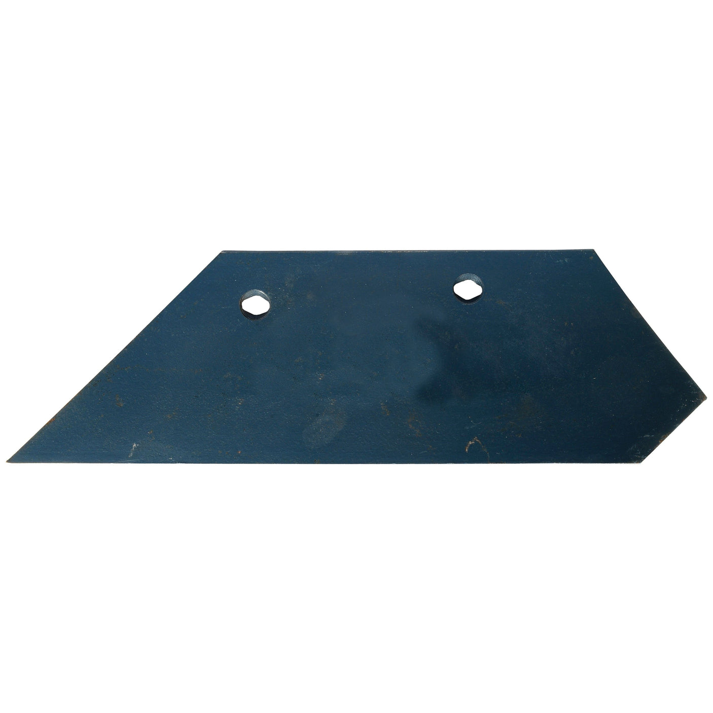 A Wing 14'' (355mm) - LH (Fiskars) metal plate with an irregular polygonal shape featuring two circular holes near the center. The dark surface has visible scuffs or wear marks, typical of a Sparex component, specifically the S.127548 part (95085381).