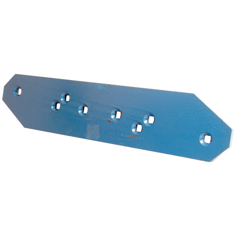 A Landside - LH (Lemken), blue, metal, rectangular bracket with beveled edges and nine evenly spaced holes arranged in two rows, branded by Sparex.