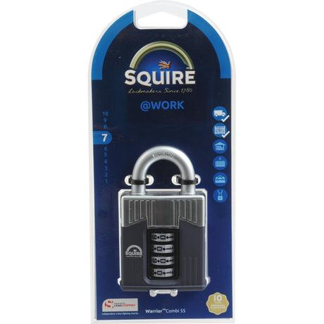 Squire 55 COMBI Warrior Combination Padlock, Body width: 55mm (Security rating: 7)
 - S.129876 - Farming Parts