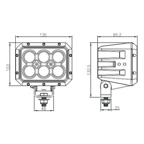 LED Work Light (Cree High Power), Interference: Class 3, 10000 Lumens Raw, 10-60V
 - S.130028 - Farming Parts