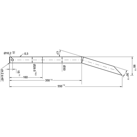 Loader Tine - Curved 550mm, (Round)
 - S.130723 - Farming Parts