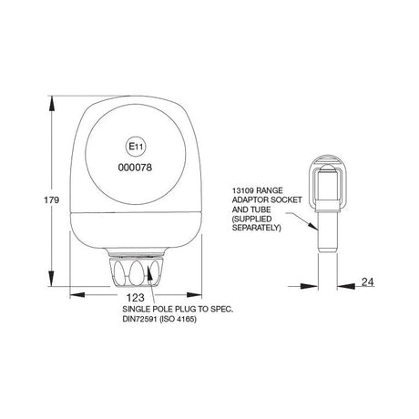 Halogen Beacon, Fixed Pin, 12V
 - S.13097 - Farming Parts