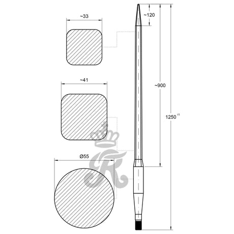 Loader Tine - Straight 1,250mm, Thread size: M33 x 2.00 (Square)
 - S.135881 - Farming Parts