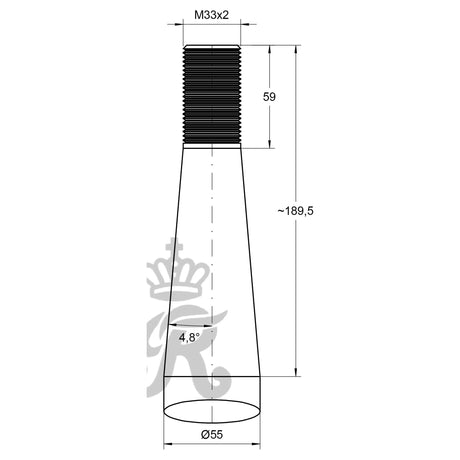 Loader Tine - Straight 1,250mm, Thread size: M33 x 2.00 (Square)
 - S.135881 - Farming Parts