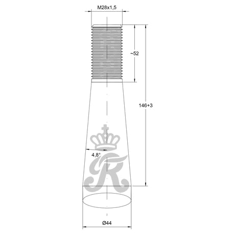 Loader Tine - Straight 915mm, Thread size: M28 x 1.50 (Square)
 - S.135882 - Farming Parts