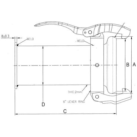 Coupling with Square Flange Short - Female 6'' (159mm) x (150mm) (Galvanised) - S.136623 - Farming Parts