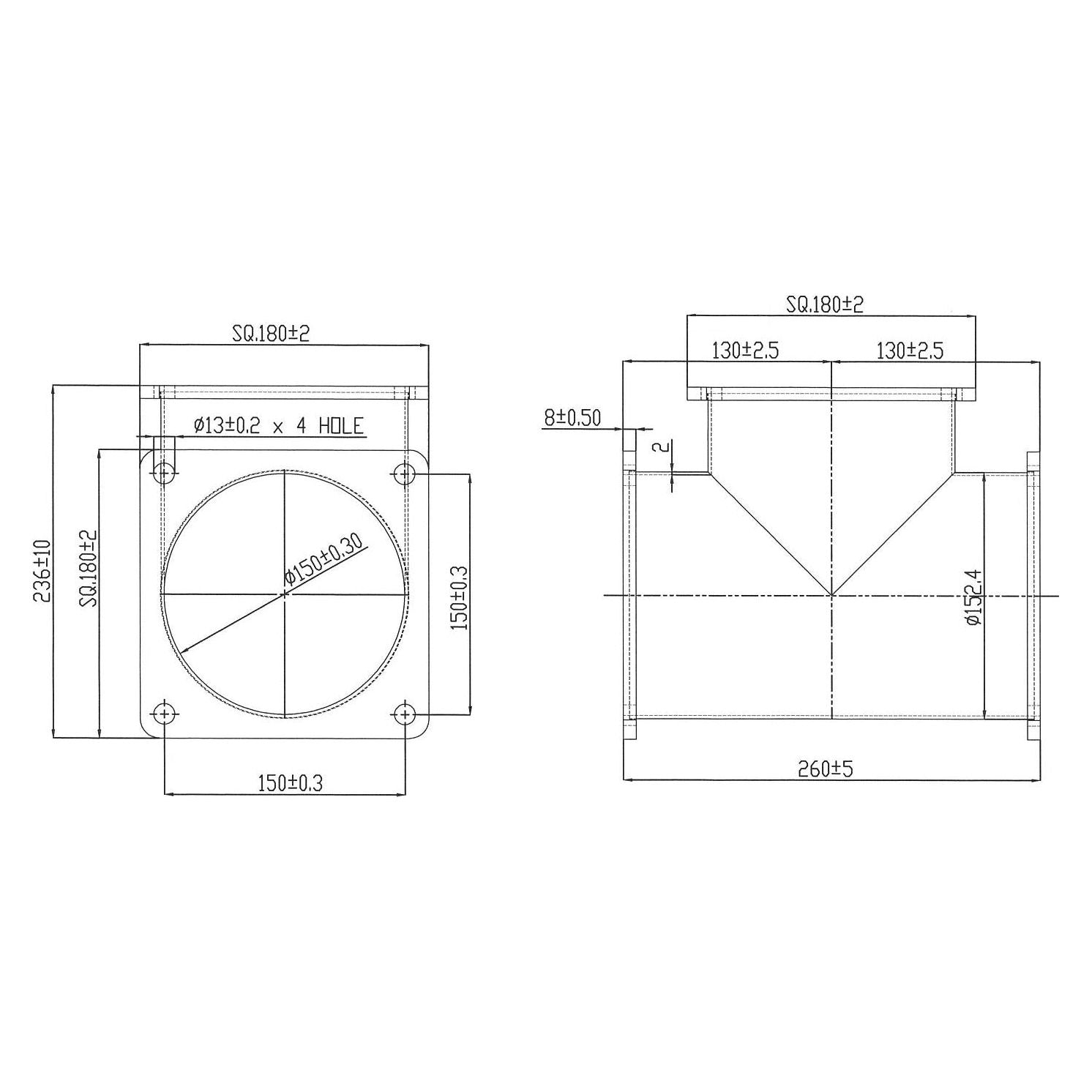 T Piece 6'' (150mm) (Galvanised) - S.136701 - Farming Parts