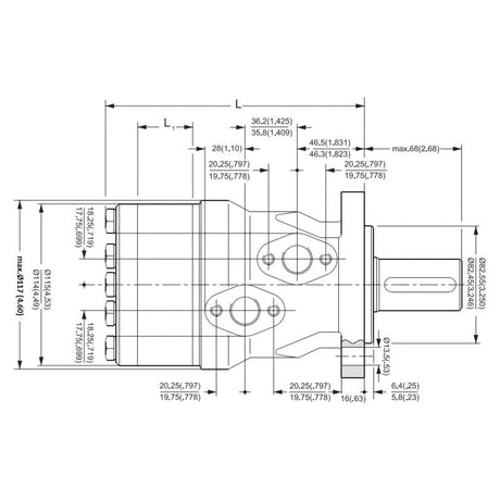 Trale Hydraulic Orbital Motor OMH200 203cc/rev with 32mm Straight / Parallel Shaft
 - S.137218 - Farming Parts