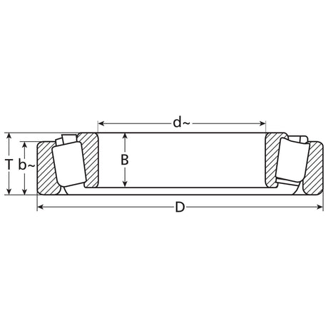 Technical drawing of a tapered roller bearing, specifically the NTN SNR Taper Roller Bearing (395S/394A) | Sparex Part No. S.138297, displaying dimensions D, d, B, T, and b in a cross-sectional view.