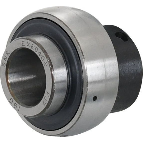 Close-up of a shiny, clean metallic bearing with the engravings "EX204G2", "F17", and "SNR" on its surface. This bearing is an NTN SNR Plummer Block Bearing Insert (EX204) - S.138364 from Sparex and is suitable for various applications.