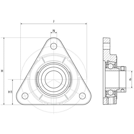 NTN SNR Three Bolt Flanged Unit (ESFTE207)
 - S.138505 - Farming Parts