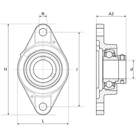 NTN SNR Two-Bolt Flanged Unit (ESFLE205)
 - S.138513 - Farming Parts