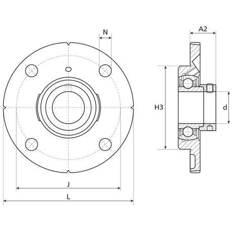 NTN SNR Four-Bolt Flanged Unit (ESFCE206)
 - S.138517 - Farming Parts