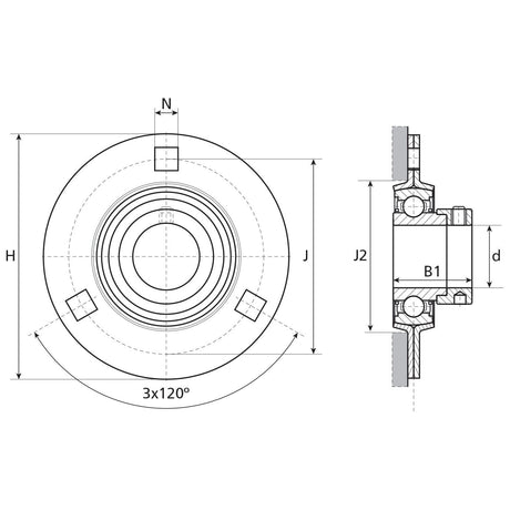 NTN SNR Three Bolt Flanged Unit (ESPF204)
 - S.138528 - Farming Parts