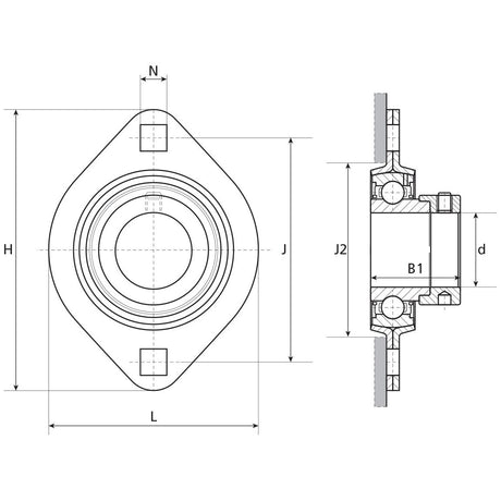 NTN SNR Two-Bolt Flanged Unit (ESPFL205)
 - S.138536 - Farming Parts