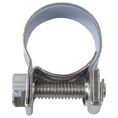 A close-up image of a Sparex Mini Hose Clip, featuring a screw mechanism for tightening and loosening the clamp, perfect for hoses sized 17mm-19mm (Sparex Part No. S.139896).