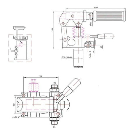 Hydraulic Hand Pump - Double Acting, Displacement cm³: 12CC, Tank Capacity: 5 ltr(s)
 - S.140740 - Farming Parts