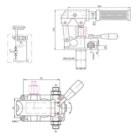 Hydraulic Hand Pump - Double Acting, Displacement cm³: 25CC, Tank Capacity: 2 ltr(s)
 - S.140744 - Farming Parts