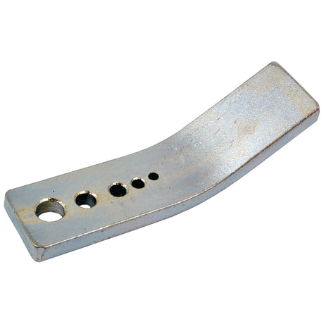 The Sparex Insertion Tool for Rivet Nuts (Sparex Part No. S.14085) is a metal bracket with a curved shape and four holes of varying sizes, designed for secure mounting of rivet nuts.