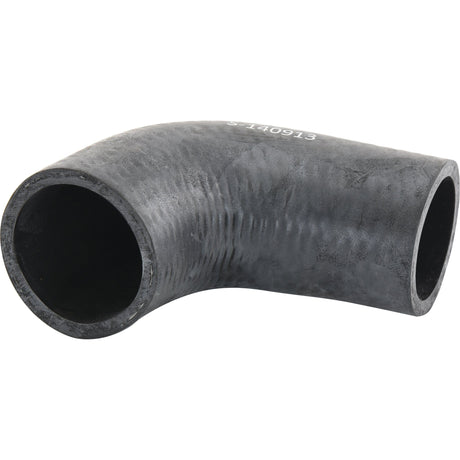 A Sparex Bottom Hose, featuring a black rubber elbow design with a curved shape and textured surface, specifically utilized for fluid transfer in John Deere machinery or vehicles. The hose has an inner diameter of 49.5mm at the smaller end and 43.5mm at the larger end, and its Sparex part number is S.140913.