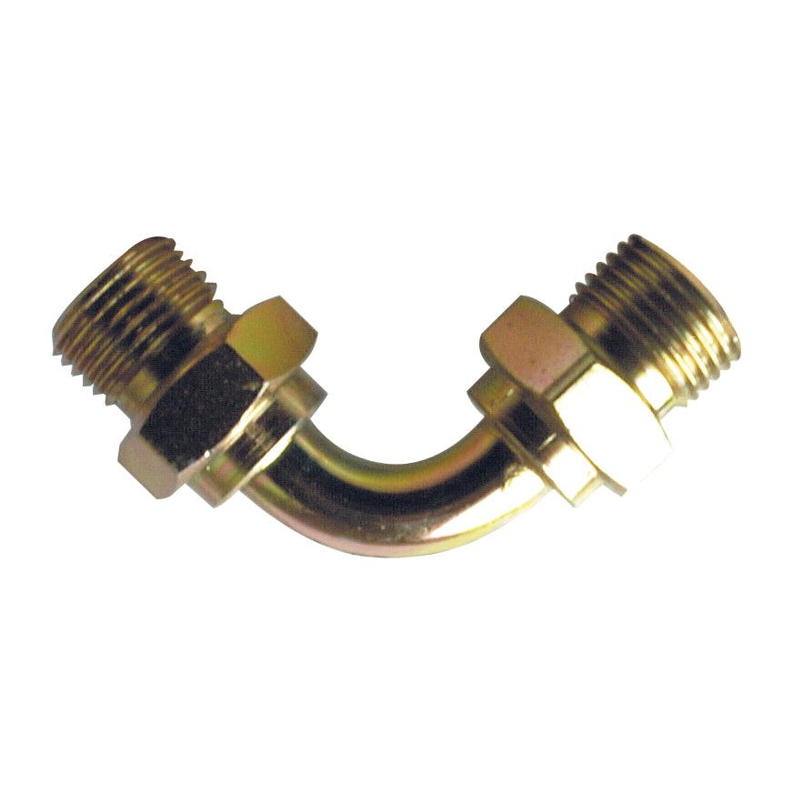 The Sparex Hydraulic Adaptor 3/8'' BSP Male x 3/8'' BSP Male 90° Swept Elbow (Part No. S.14120) features BSP Male connections on both threaded ends, seamlessly joined by a curved segment.