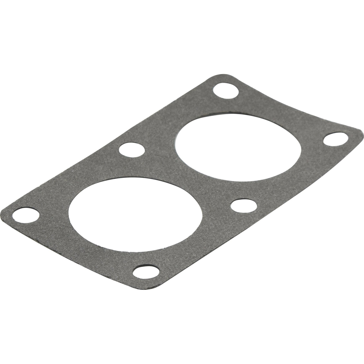 A Thermostat Gasket (Sparex Part No. S.143658) by Sparex for the Sparex Engine, featuring two large circular openings and four smaller holes in the corners.