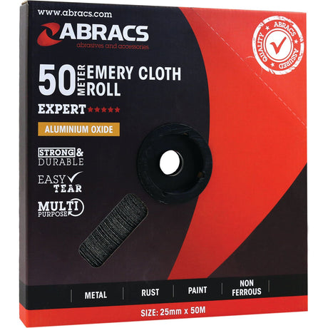 A box of Sparex Emery Cloth Roll P180, Very Fine (Sparex Part No. S.14398), featuring P180 grit with aluminium oxide for superior strength and durability. This multipurpose roll is easy to tear and ideal for metal, rust, paint, and non-ferrous materials.