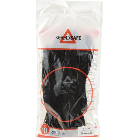 Packaged black "Nytec" work gloves from Sparex, size 10/XL (S.144383), feature a durable nitrile coating and come enclosed in a clear plastic bag with product information and logos printed on the front. Renowned for their abrasion resistance, these gloves ensure enhanced safety and reliability.