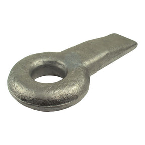 The Sparex Weld on Towing Eye - S.14451, made of durable steel, features a round eyelet and a flat rectangular shank extension with a length of 10 15/16''.