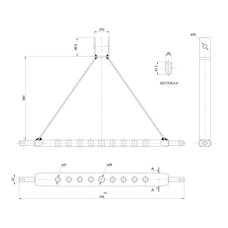 Drawbar Hitch System (Cat. 1) No. holes: 9, 730mm.
 - S.144790 - Farming Parts