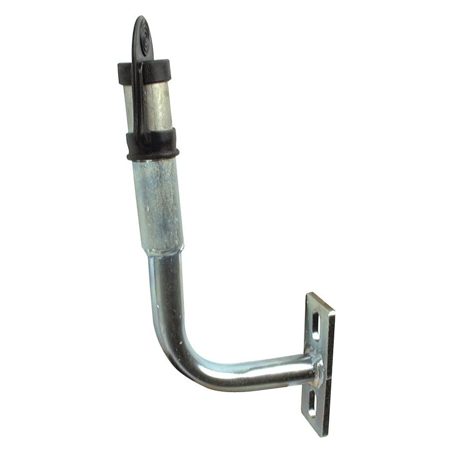 The Beacon Bracket (RH & LH) - S.14622 by Sparex features an L-shaped metal bracket with a mounted cylindrical component at the top, a flat plate with holes for mounting at the base, and includes a rubber end cap for added protection.