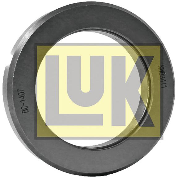 Close-up of a metal ring bearing labeled "LUK Clutch Release Bearing - S.146329" with the company's logo "Sparex" partially visible in yellow and black text, reminiscent of an International Harvester clutch release bearing.