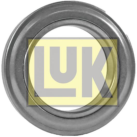 Close-up of a metallic circular clutch release bearing from Sparex, featuring the product name "LUK Clutch Release Bearing - S.146339" printed in yellow at the center, ideal for Ford New Holland vehicles.