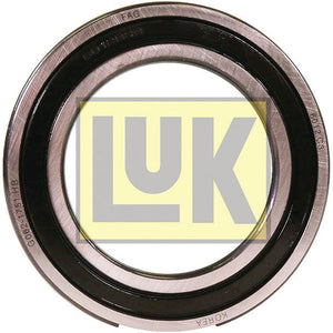 A round mechanical bearing with a metal outer ring and a black inner ring, featuring the yellow and black 'LUK' logo in the center, identified as LUK Clutch Release Bearing - S.146349 by Sparex.