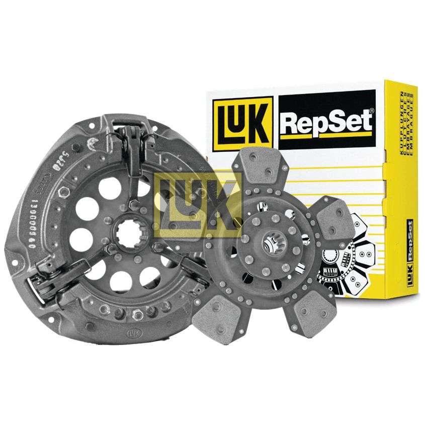 Image of a Sparex Clutch Kit without Bearings (S.146806) featuring a clutch kit with metal components, including a cerametallic loose disc and single cover sized at 300mm, accompanied by its branded yellow packaging box.