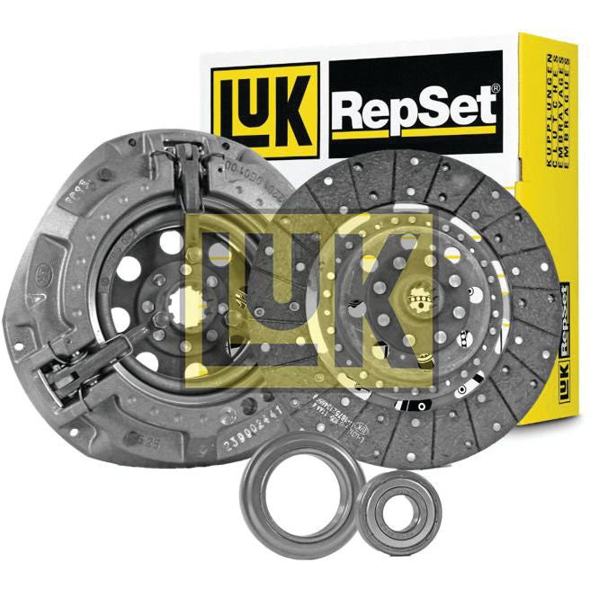 Clutch Kit with Bearings - S.146848 by Sparex, featuring an organic disc, pressure plate, and release bearing, with a Sparex-branded box in the background.