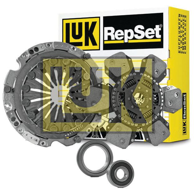 The Sparex Clutch Kit with Bearings - S.147271 includes a pressure plate, clutch disc, release bearing, and pilot bearing, all showcased with the distinctive branded packaging. The kit features a single cover ensuring durability and performance.