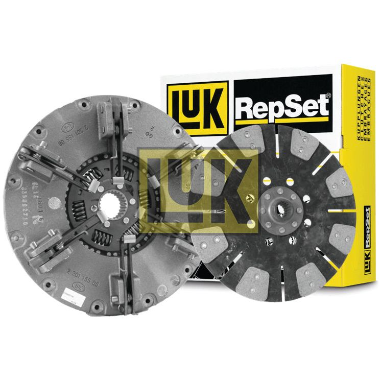 Image of a Sparex Clutch Kit without Bearings - S.147308, showcasing the dual cover clutch disc and pressure plate, with the product packaging visible in the background.