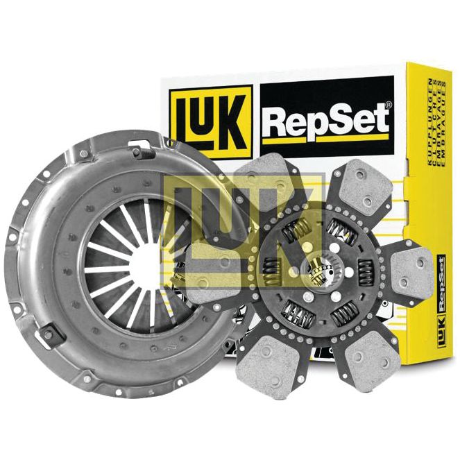 Sparex Clutch Kit without Bearings - S.147316, featuring a pressure plate and clutch disc that is compatible with various flywheel types, with packaging in the background.