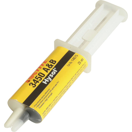 A dual-syringe of LOCTITE Metal Set 25ml from Sparex (Part No. S.14771), a high-temperature resistant adhesive perfect for bonding applications. The tube is labeled with product information and has two nozzles for dispensing, making it ideal as a metal repair set or multi-surface filler.